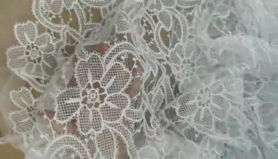 Tessuto di pizzo ricamato in cotone poliestere moda per abito